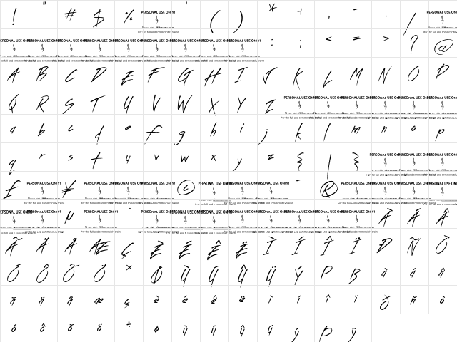 Sticky Pops PERSONAL USE ONLY Regular  glyph index