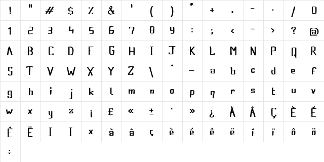 FroggyPrincess Regular  glyph index
