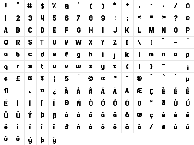 Pirates of Cydonia Regular  glyph index