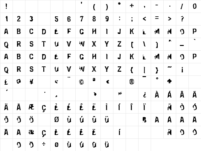 Eclipsed Moon Regular  glyph index