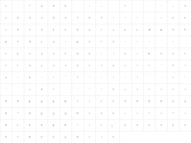 VEGESIGNES Regular  glyph index