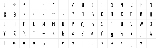 Tanggul Market Regular  glyph index