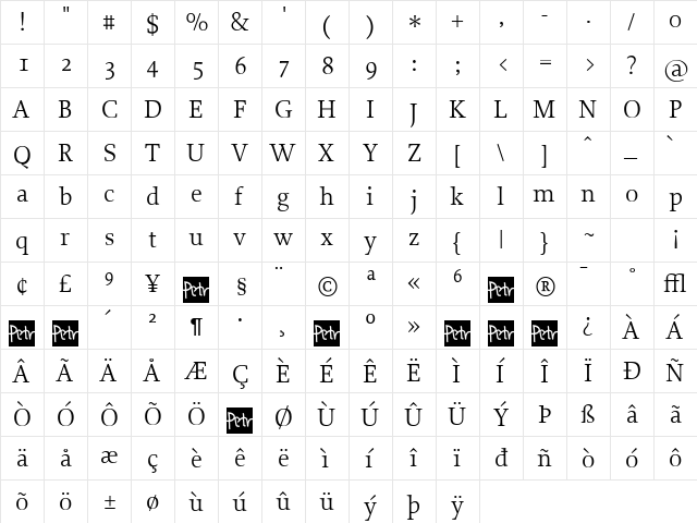 Proforma Book  glyph index