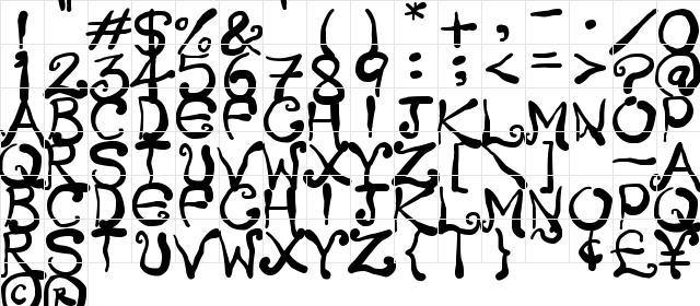 Creepy Scrawly Regular  glyph index