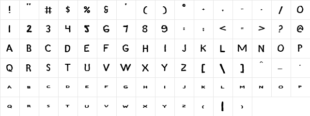 Zamboni Joe Expanded Expanded  glyph index