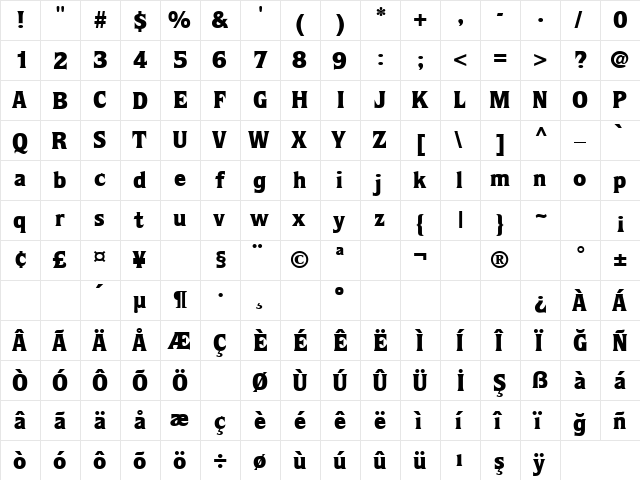 TR DoorsBlack Regular  glyph index