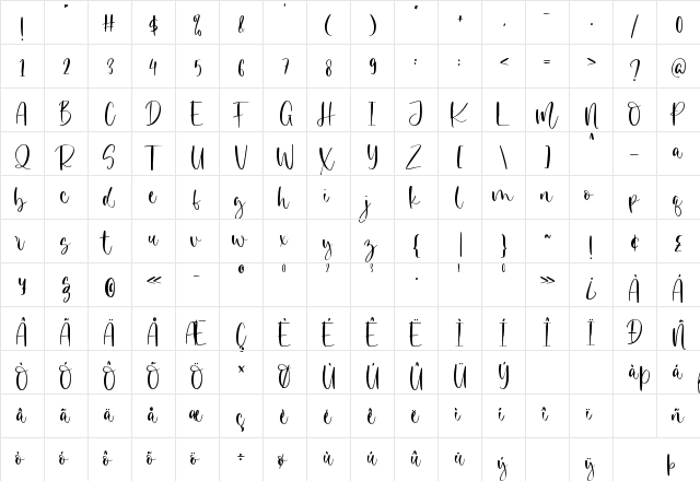 Magistone Regular  glyph index