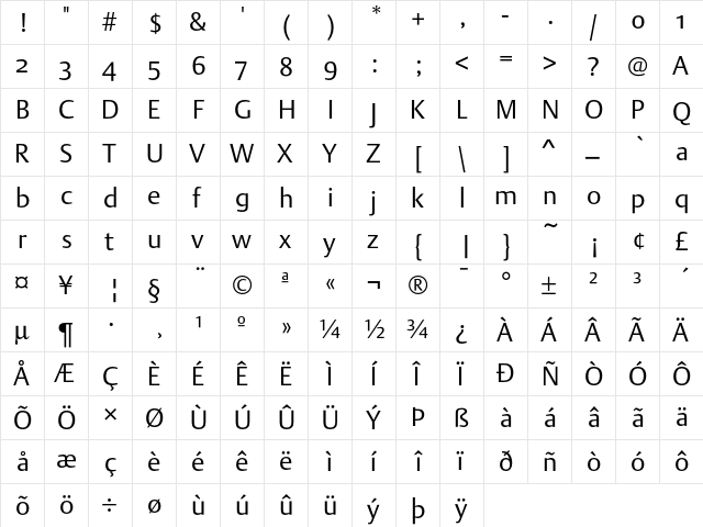 DTL Argo ST Light  glyph index
