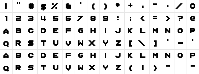 Knockout Punch Regular  glyph index