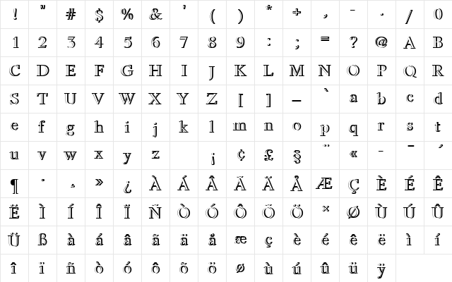 LifeTRegRe1 Regular  glyph index