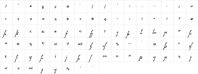 aelfa Regular  glyph index