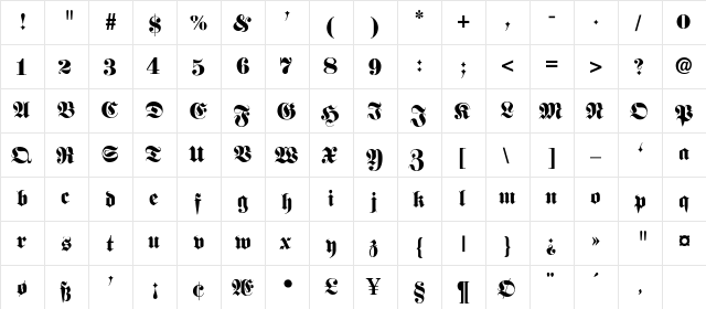 Fittipauldi Regular  glyph index