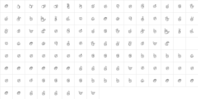Libras-nilo Clean Regular  glyph index