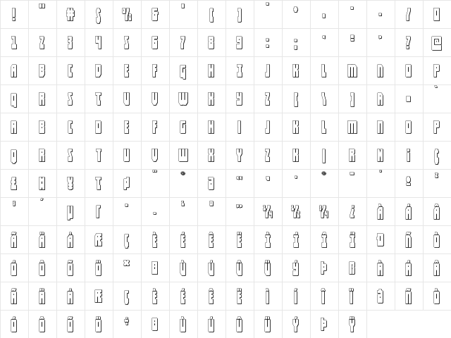 Elastic Lad 3D Expanded Regular  glyph index