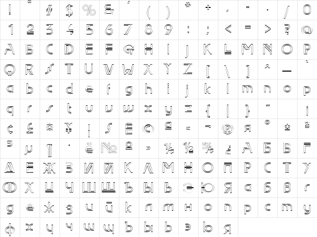 EdgeLineOutline Normal  glyph index