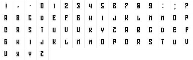 Legionary Regular  glyph index