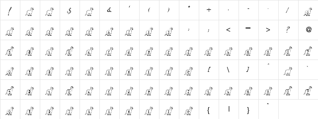 Jurassic Man Regular  glyph index