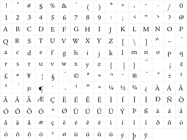 ITC Legacy Serif Std Book  glyph index