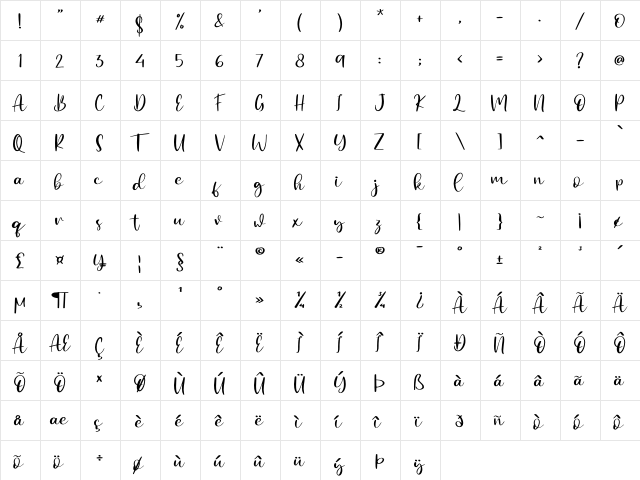 Withyou - Personal Use Regular  glyph index