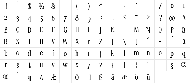 Kontor Display  glyph index