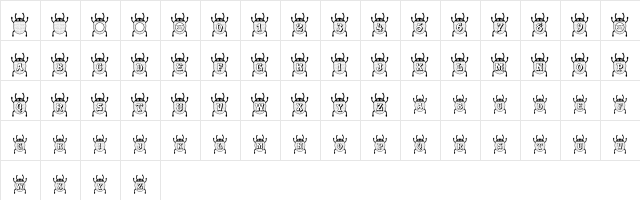 RMBuggy Regular  glyph index