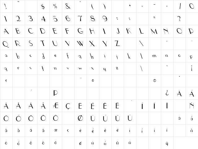 Coke 2 Regular  glyph index