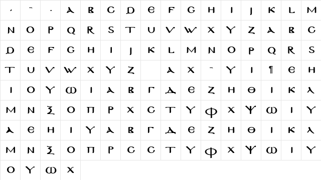 Byzantine Normal  glyph index