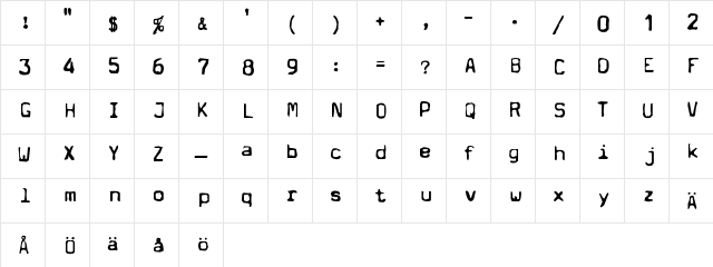 New Regular  glyph index