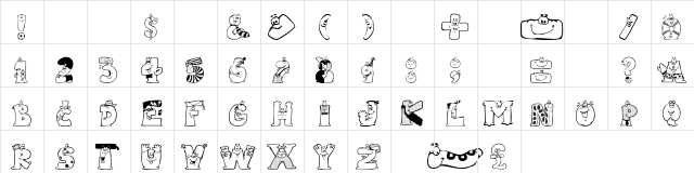 101! PictoBet Regular  glyph index