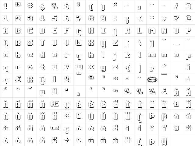 Commonwealth 3D 3D  glyph index