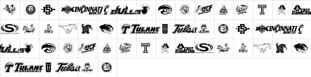 NCAA The Americans Regular  glyph index