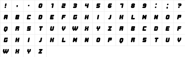 Duration Book Italic  glyph index
