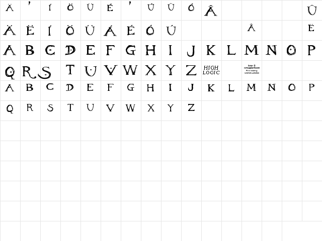 Inheritance Font Regular  glyph index