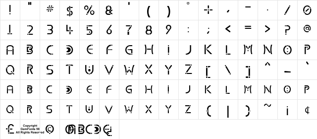 Kharnorric Royal Regular  glyph index