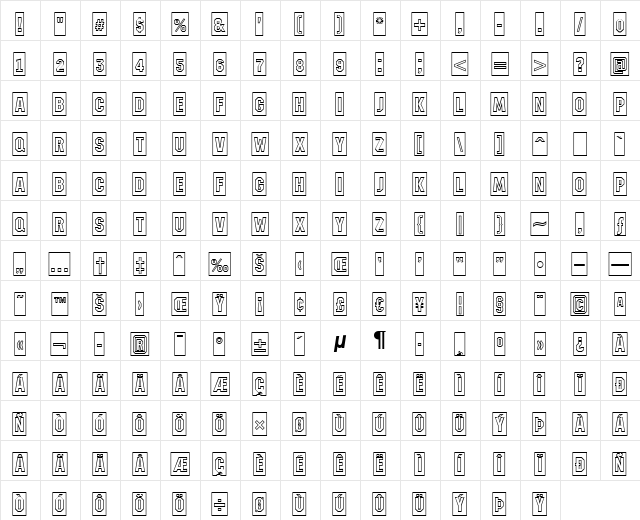 a_MeccanoCmOtl Regular  glyph index