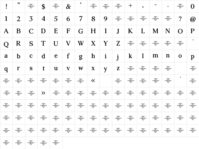 Agatho Bold  glyph index