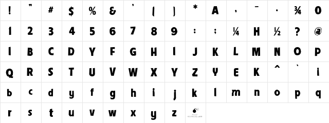 LHF American Sans Regular Regular  glyph index