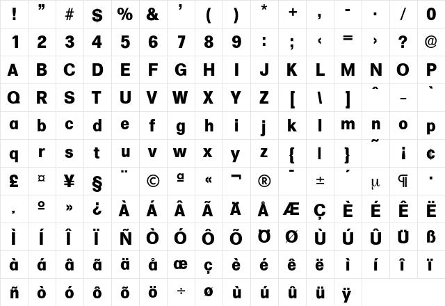 Formula-Bold Regular  glyph index