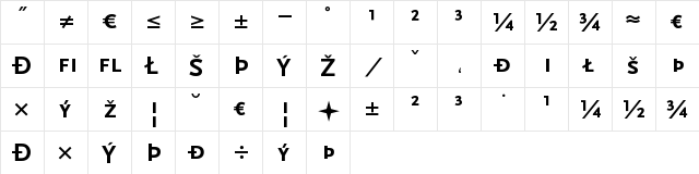 ScalaSans Caps Exp Bold  glyph index