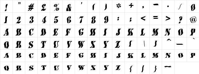 AustralianFlyingCorpsStencilSC Regular  glyph index