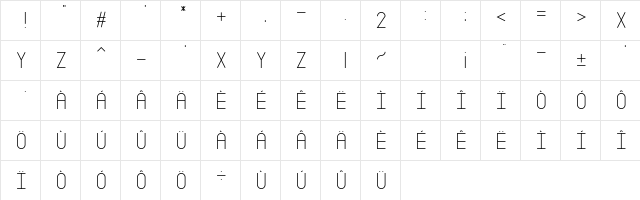 Zector Regular  glyph index