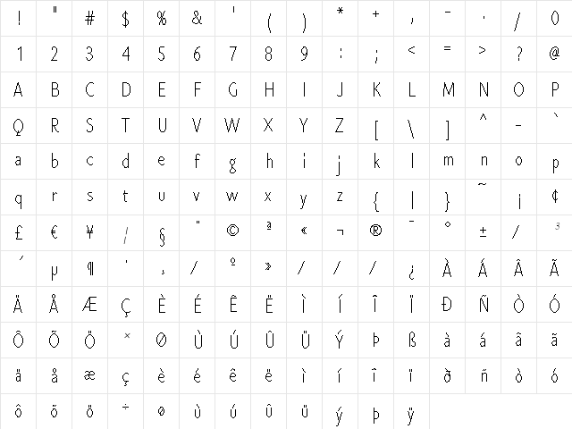 Cen Pro Light Italic  glyph index