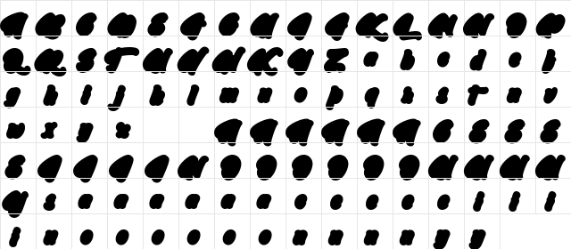 Abeganshi Shadow Regular  glyph index