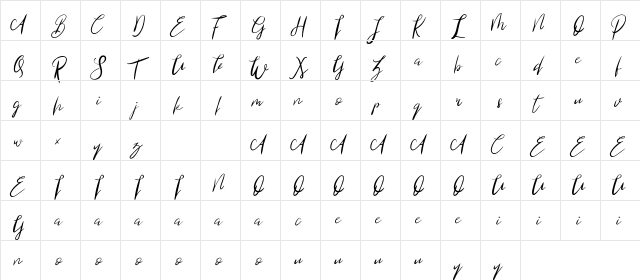Blind Heart Demo Regular  glyph index