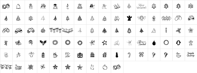 Austie Bost Christmas Doodles Regular  glyph index