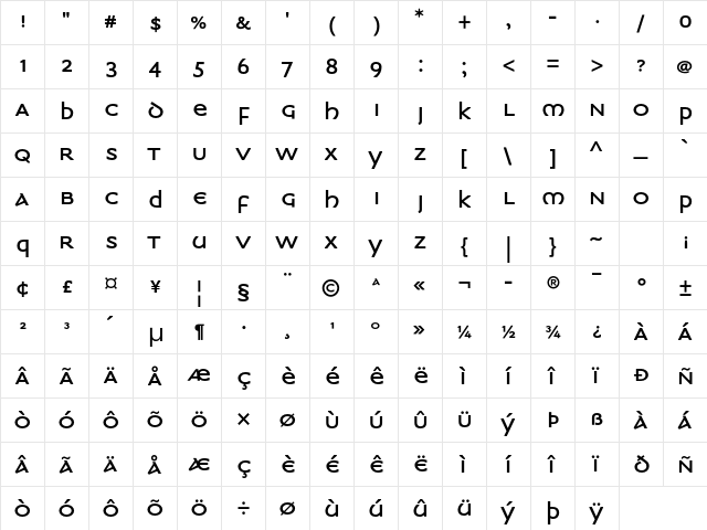 Medea ITC Std Medium  glyph index