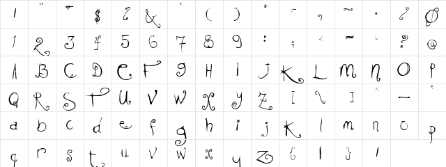 Quick N Easy Regular  glyph index