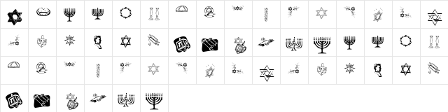 KR Happy Hanukhah Regular  glyph index