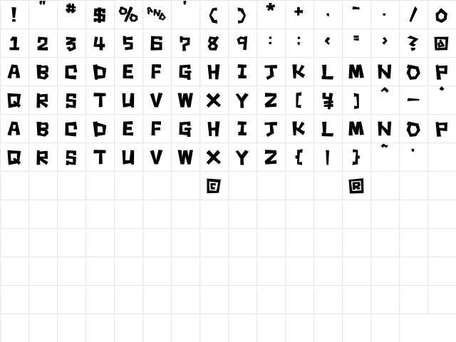 Square rough Regular  glyph index