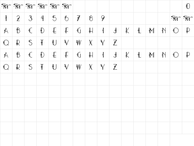 stardust06 Regular  glyph index